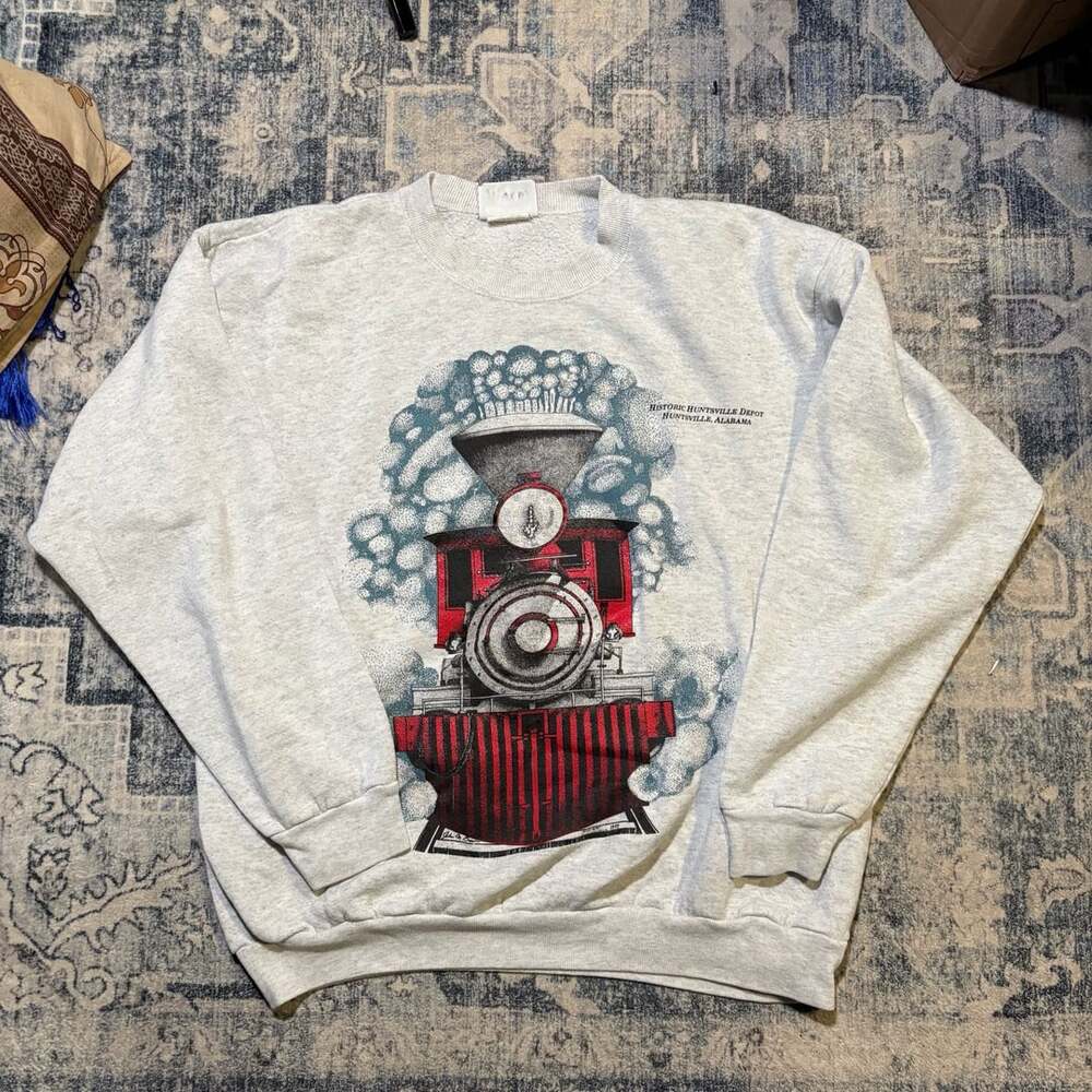 Lee Historic Huntsville Depot Train Sweatshirt Size L Gray